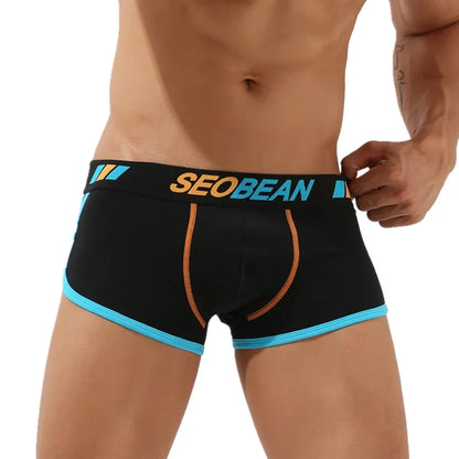 SEOBEAN Shorts Men Underwear Boxers Breathable Cotton Boxer Shorts U convex Design Fashion Male Panties Underpants Homewear