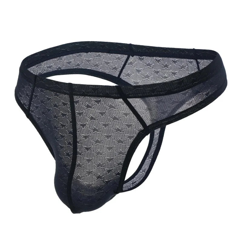 Sexy Underwear Men Transparent Thong G-String Ice Silk Lingerie Underpants Low Rise Men Briefs T-Back Panties