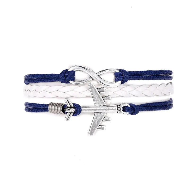 Vintage Dream Airplane Multilayer Leather Bracelet Men Women Fashion Braided Handmade Rope Wrap Bracelets & Bangles Male Gift