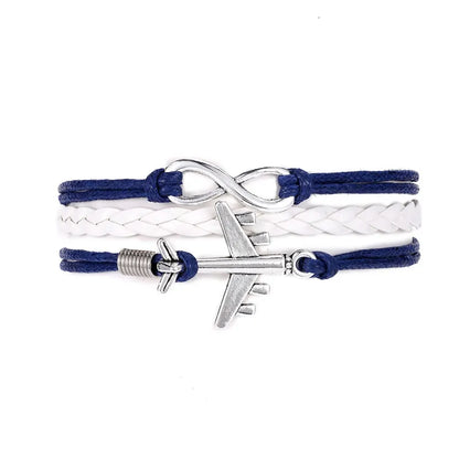Vintage Dream Airplane Multilayer Leather Bracelet Men Women Fashion Braided Handmade Rope Wrap Bracelets & Bangles Male Gift