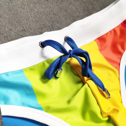 UXH Padded Contrast Color Swim Briefs Push-Up Sexy Swimwear Men Swimming Briefs Surf Beach Shorts Mayo Sungas De Praia Homens