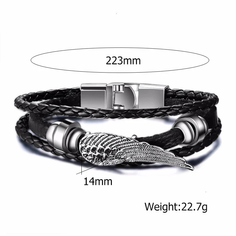 Vnox Mens Vintage Rudder Charm Bracelets Multi-layer Leather Rope Chain Wrist Bangles Jewelry