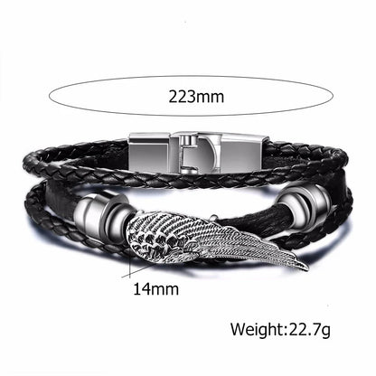Vnox Mens Vintage Rudder Charm Bracelets Multi-layer Leather Rope Chain Wrist Bangles Jewelry