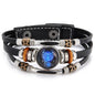 Charm Jewelry 12 Zodiac Weave Bracelets for Women Vintage Multi-layer Stainless Steel 12 Constellations Leather Bracelet