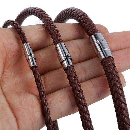 Leather Necklace Choker for Men Women Black Brown Rope Choker Necklaces Wholesale Dropshipping Jewelry  4/6/8mm DUNM09A