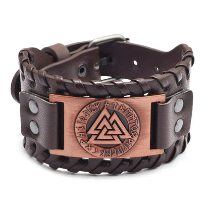 Trendy Viking Bracelet Nordic Rune Compass God Bird Charm Men's Bracelet New Fashion Leather Woven Jewelry Accessorie Party Gift