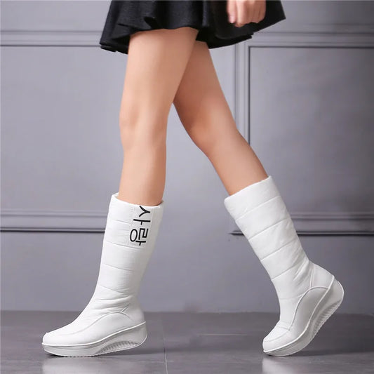 MORAZORA 3 Colors down snow boots women shoes South Korea style platform boots wedges mid calf boots female plush winter boots