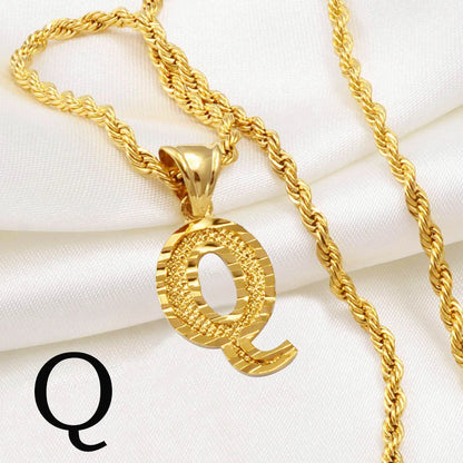 Anniyo A-Z Letters Necklaces Gold Plated Initial Pendant Rope Chain