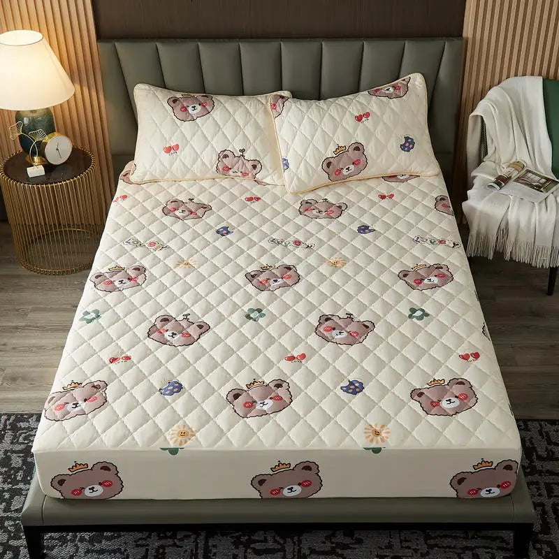Bonenjoy Quilted Waterproof Fitted Sheet with Elastic Queen King Size