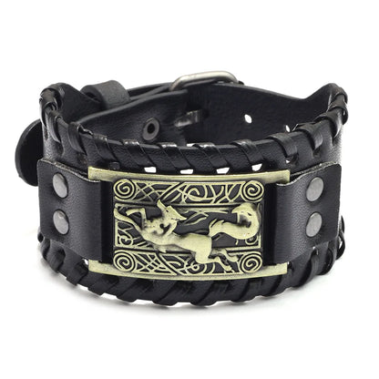 Trendy Viking Bracelet Nordic Rune Compass God Bird Charm Men's Bracelet New Fashion Leather Woven Jewelry Accessorie Party Gift