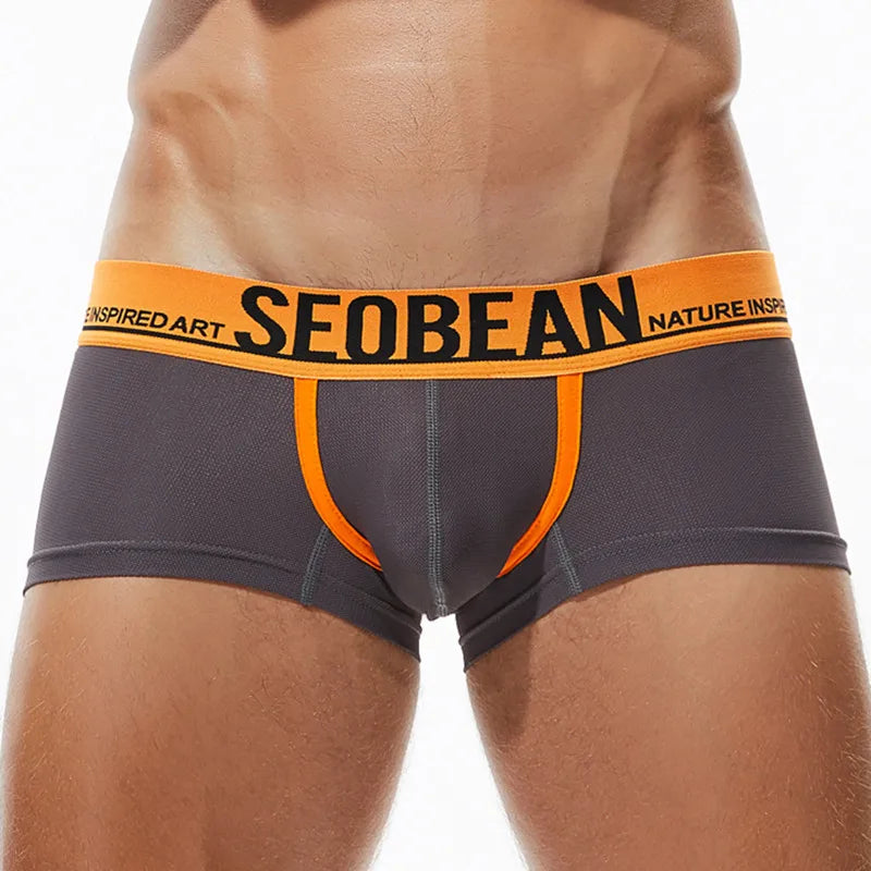 SEOBEAN Mesh Breathable Men's Boxers Sexy Underwear Boxer Shorts Men Underpants Boxershorts Male Panties Boxer for Man