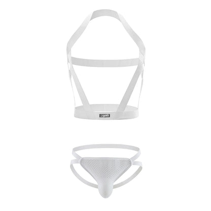 CLEVER-MENMODE Elastic Bondage Harness Mens G-string Thongs Set