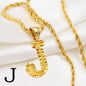 Anniyo A-Z Letters Necklaces Gold Plated Initial Pendant Rope Chain