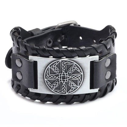 Trendy Viking Bracelet Nordic Rune Compass God Bird Charm Men's Bracelet New Fashion Leather Woven Jewelry Accessorie Party Gift