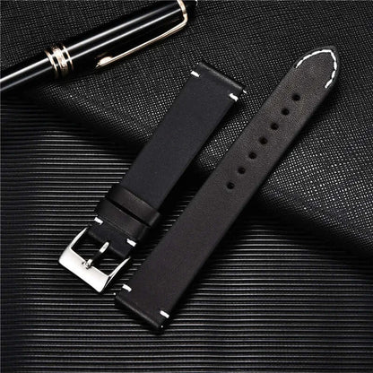 TicWatch Pro 5, Pro 3 & E3 Minimal Leather Band with Accent Stitches