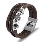 YIZIZAI Fashion Bracelete Genuine Leather Multilayer Anchor Bracelet Men Vintage Punk Rock Women Alloy Beads Nautical Jewelry