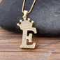 Nidin New Luxury Copper Zircon A-Z Crown Alphabet Pendant Chain Necklace Hip-Hop Style Fashion Woman Man Initial Name Jewelry