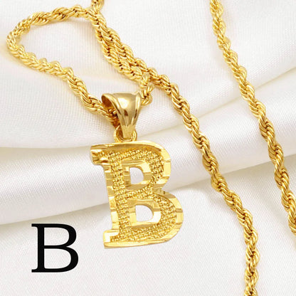 Anniyo A-Z Letters Necklaces Gold Plated Initial Pendant Rope Chain