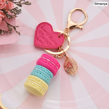 Women Cake Key Chain Fashion Cute French pastries Keychain Bag Charm Car Key Ring Wedding Party gift Jewelry 17278