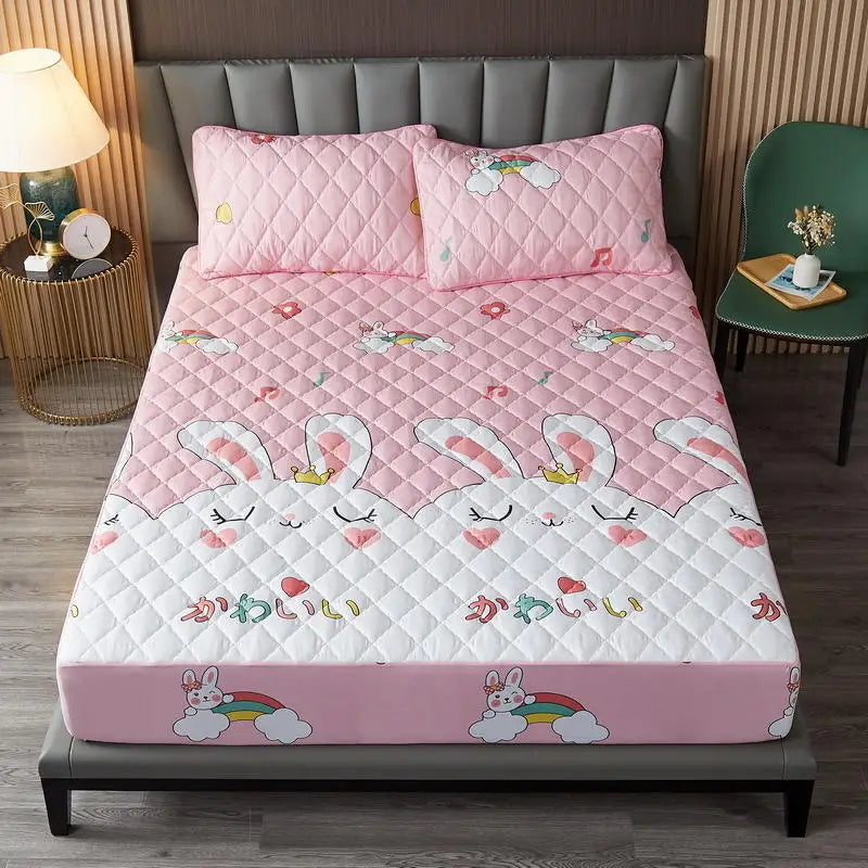 Bonenjoy Quilted Waterproof Fitted Sheet with Elastic Queen King Size