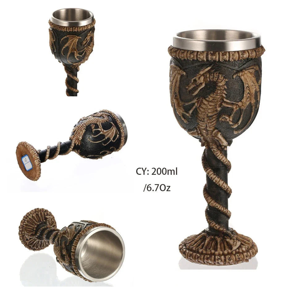 Coolest Gothic Resin Stainless Steel Dragon Goblet