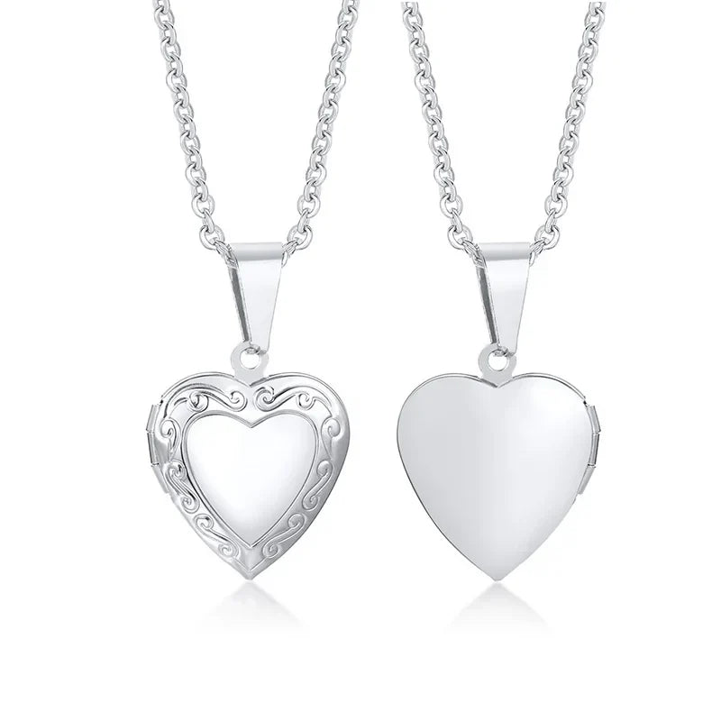 Delicate Floral Oval Heart Locket Pendant Necklaces for Women,Stainless Steel Photo Frame Promise Love Keepsake Gift