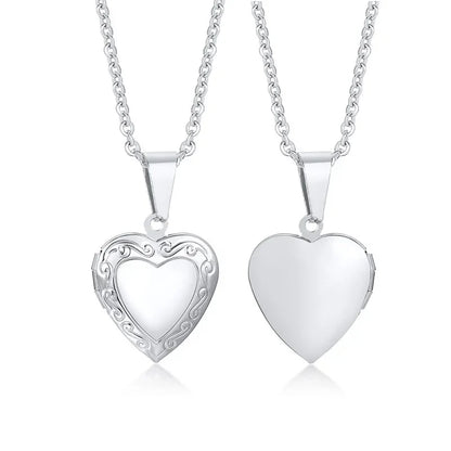 Delicate Floral Oval Heart Locket Pendant Necklaces for Women,Stainless Steel Photo Frame Promise Love Keepsake Gift