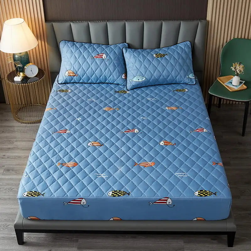 Bonenjoy Quilted Waterproof Fitted Sheet with Elastic Queen King Size