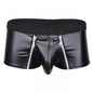 Mens Sexy Leather Lingerie Open Crotch Short Pants For Sex Soft Latex Fetish Boxer Crotchless Leather Underwear Bulge Pouch Sexi