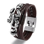 YIZIZAI Fashion Bracelete Genuine Leather Multilayer Anchor Bracelet Men Vintage Punk Rock Women Alloy Beads Nautical Jewelry