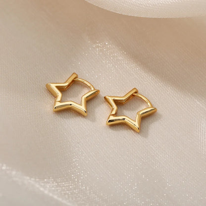 Luxury Star Pendientes Earrings For Women Girl Stainless Steel Minimalist Hoop Piercing 2025 New In y2k Jewelry aretes de mujer