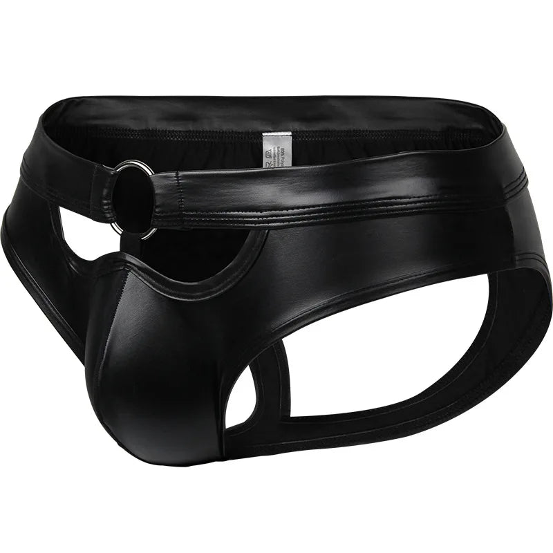 CLEVER-MENMODE Faux Leather Mens Briefs Erotic Underwear