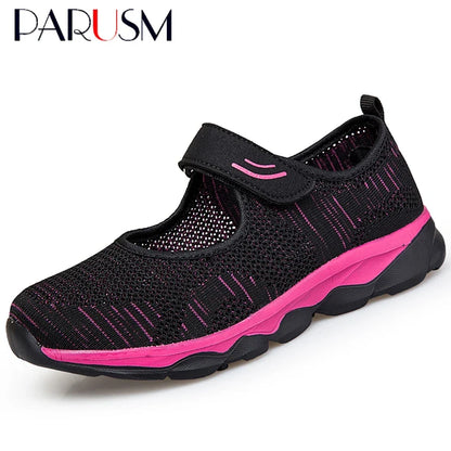 Summer Fashion Women Flat Platform Shoes Woman Breathable Mesh Casual