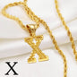 Anniyo A-Z Letters Necklaces Gold Plated Initial Pendant Rope Chain