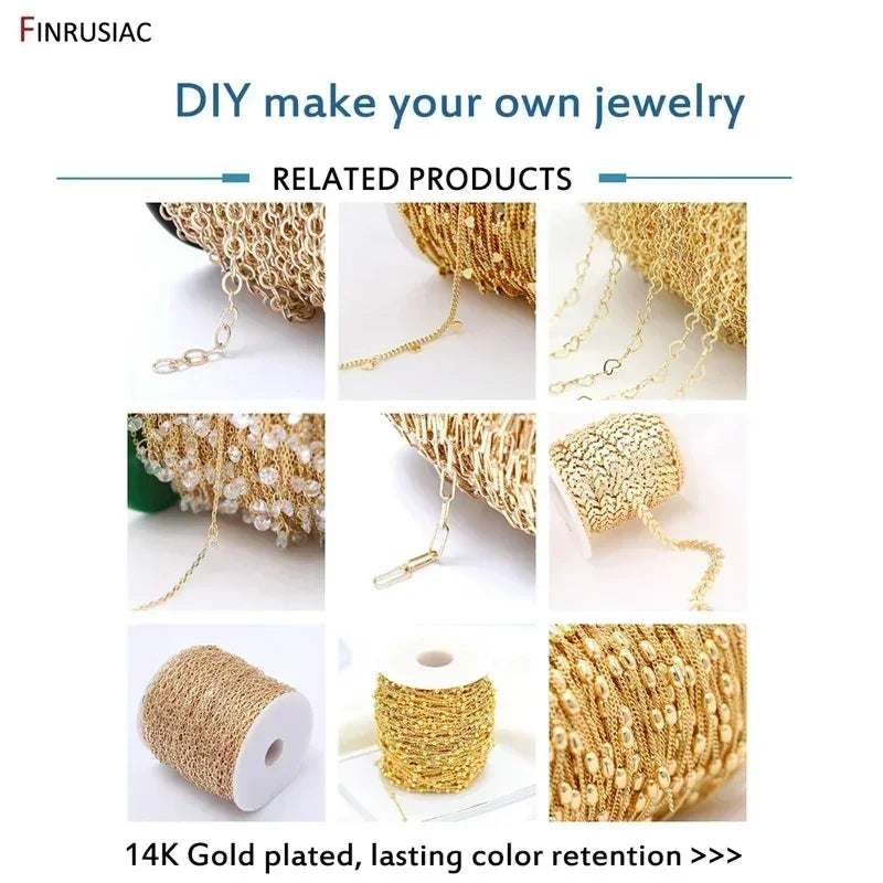 4mm*4.5mm 14K Real Gold Plated Round Textured Chains For Necklace Making, DIY Jewelry Accessories Handmade Crafts Chains