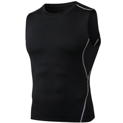 Men Quick Dry Running T-Shirts Compression Sleeveless Quick-drying Jersey training shirt Gym Mens Tank Top