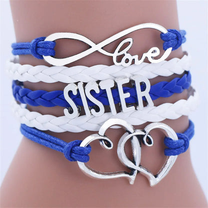 SISTER Kids Double Heart Chain Bracelet for Girls Friendship Bracelets Jewelry Multi-Layer Charm Bracelet Fashion Jewelry