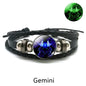 Gemini Leo Libra Scorpio Sagittarius 12 Constellation Luminous Bracelet Leather Bracelet Zodiac Charm Jewelry Bracelet for Men