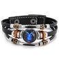 Charm Jewelry 12 Zodiac Weave Bracelets for Women Vintage Multi-layer Stainless Steel 12 Constellations Leather Bracelet