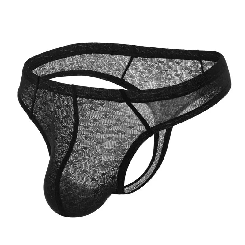 Sexy Underwear Men Transparent Thong G-String Ice Silk Lingerie Underpants Low Rise Men Briefs T-Back Panties