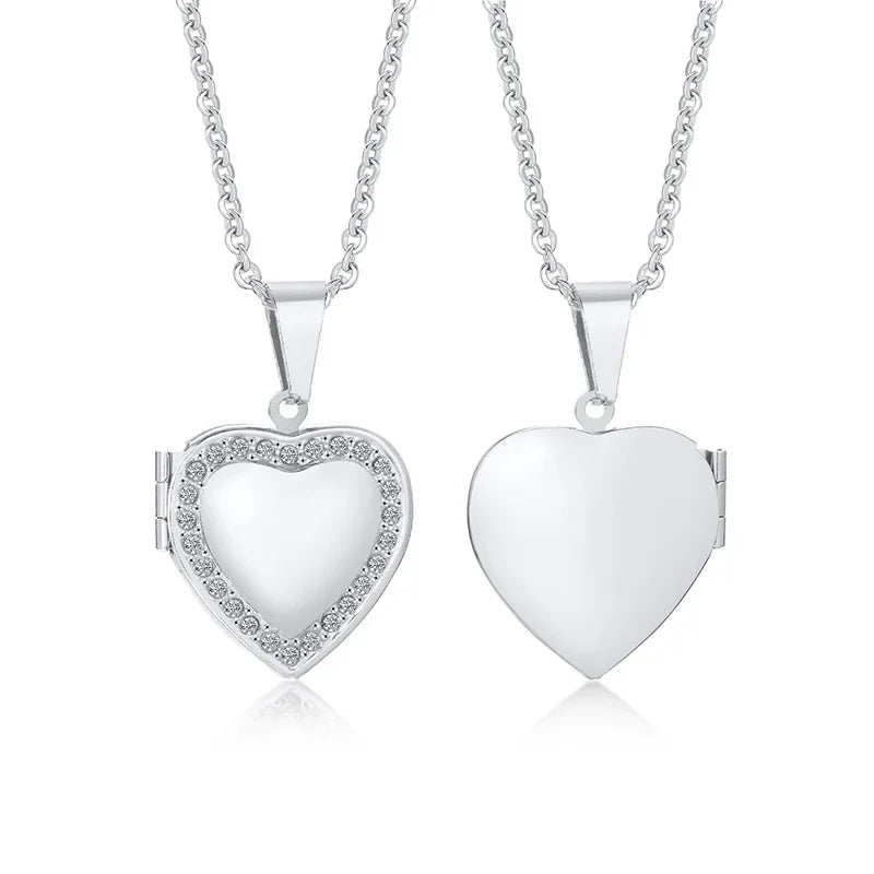 Delicate Floral Oval Heart Locket Pendant Necklaces for Women,Stainless Steel Photo Frame Promise Love Keepsake Gift