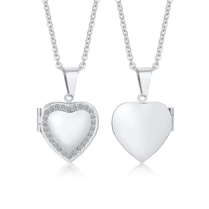 Delicate Floral Oval Heart Locket Pendant Necklaces for Women,Stainless Steel Photo Frame Promise Love Keepsake Gift