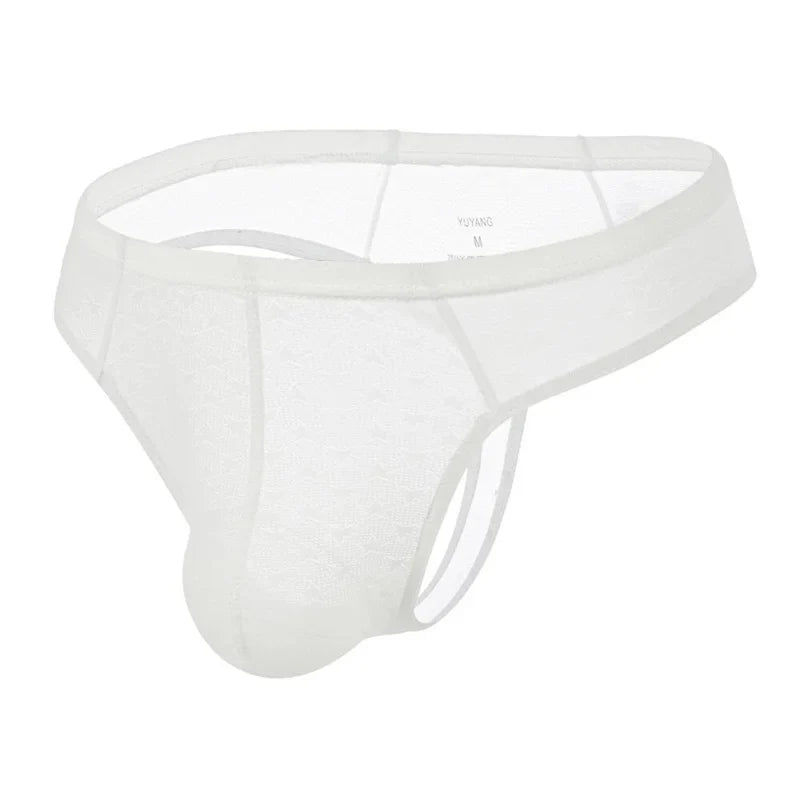 Sexy Underwear Men Transparent Thong G-String Ice Silk Lingerie Underpants Low Rise Men Briefs T-Back Panties