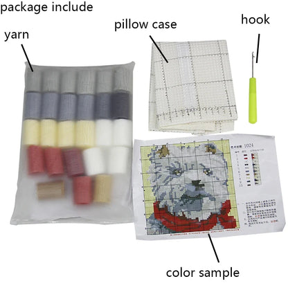 Cute Animal Series Latch Hook Pillow Kits DIY Segment Embroidery Materials Package Coarse Wool Pillow Cross Stitch knooppakket