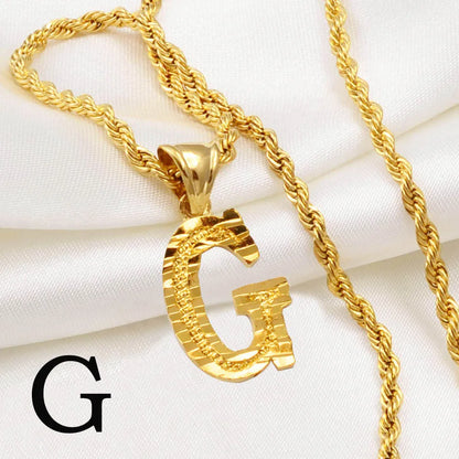 Anniyo A-Z Letters Necklaces Gold Plated Initial Pendant Rope Chain