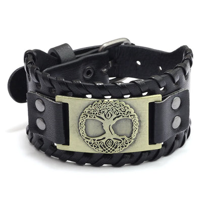 Trendy Viking Bracelet Nordic Rune Compass God Bird Charm Men's Bracelet New Fashion Leather Woven Jewelry Accessorie Party Gift