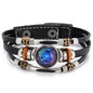 Charm Jewelry 12 Zodiac Weave Bracelets for Women Vintage Multi-layer Stainless Steel 12 Constellations Leather Bracelet