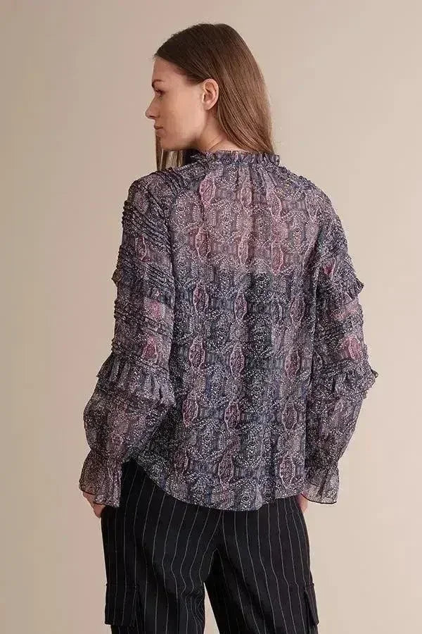 Kiara Silk Chiffon Blouse - Raglan Sleeve & Pleated Detail | Femstylo