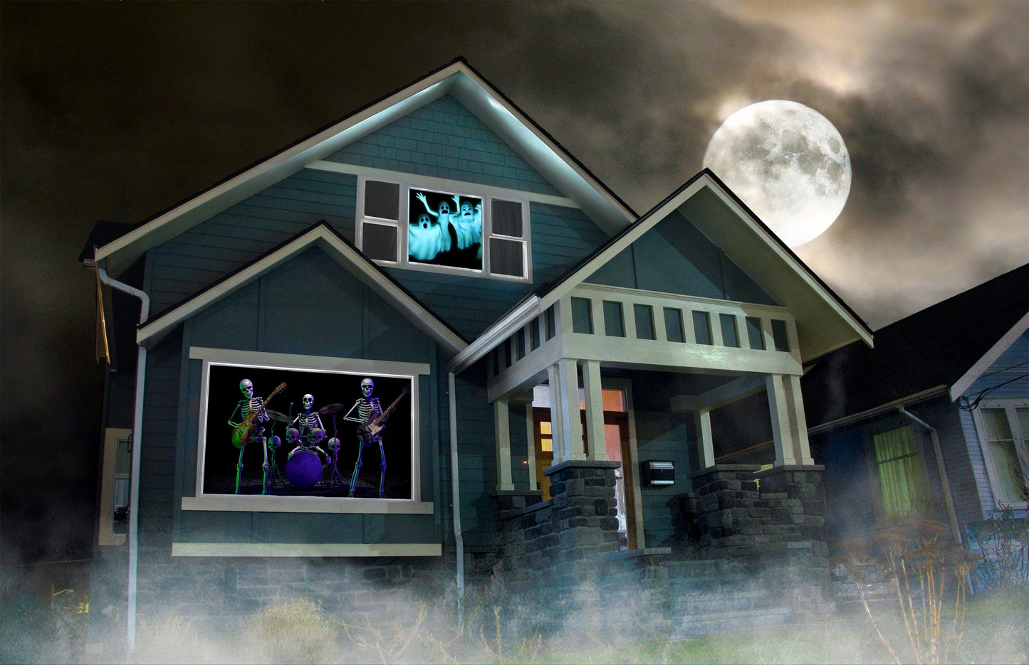 AtmosFX Halloween Digital Decoration USB - Halloween Hollusion + 5.5 ft x 9 ft Projection Screen
