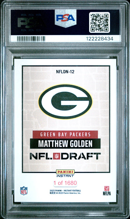 Graded 2025 Panini Instant Matthew Golden #NFLDN12 NFL Draft Night Rookie RC Football Card PSA 9 Mint